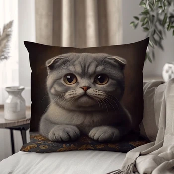 Подушка плюшевая смешная с приколом с Котом от WONKEY 33×33 см, 3D принт / 1306133UA