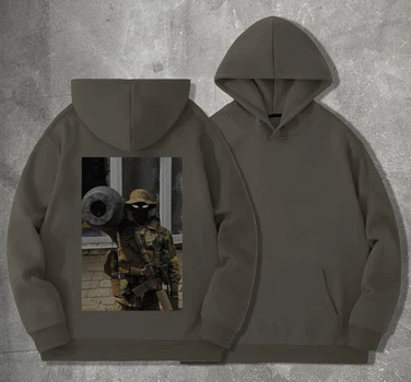 Чоловіче тепле худі з принтом Військовий тінь / Military shadow M, Хакі