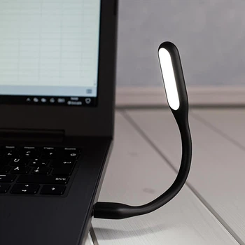 USB LED лампа для ноутбука и повербанка, гибкая, Черная (ЮСБ светильник для чтения и работы)