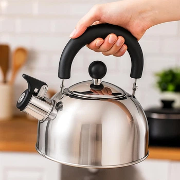 Чайник для плиты со свистком UniSteel, 1,4 л, нержавеющая сталь, одинарное дно