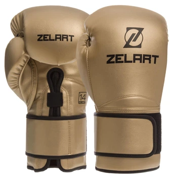 Перчатки боксерські PU Zelart (розмір 14oz, Золотий) (BO-1391_Золотий_14_унції)