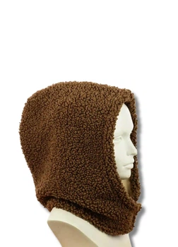 Женский капор-капюшон меховой (Барашек) (One-size) Коричневый