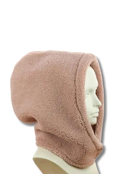 Жіночий хутряний капор-капюшон (Тедді) (One-size) Пудровий