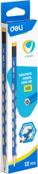 Графитный карандаш Deli EC016 HB Шестигранных с ластиком (6935205340986)