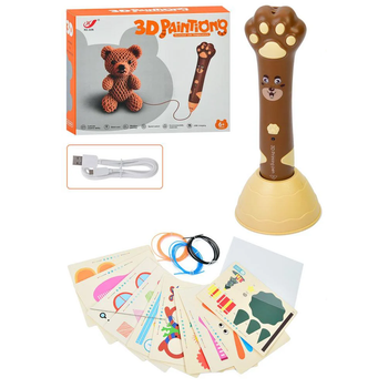 3D ручка, 15 см, подставка, карточки, тип филамента PCL, USB-зарядное, аккумулятор, XJ01-4