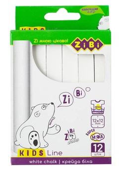 Мел белый квадратный KIDS Line, 12 шт., картонная коробка
