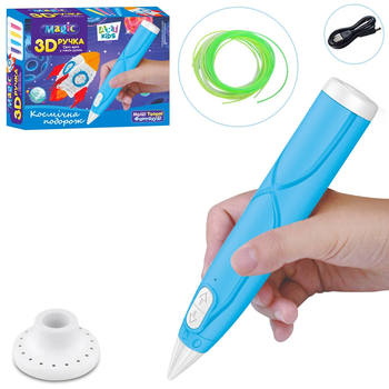 3D ручка, 17 см, тип филамента (пластик) PCL, USB шнур, карточки