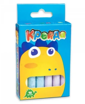 Мел маленький круглый, 12 штук, разноцветный, Стратег