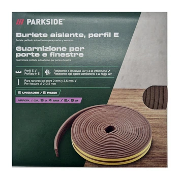Резиновый уплотнитель на окна и двери PARKSIDE 2 шт по 5 м профильный Е самоклеющийся утеплитель окон (D1-00455)