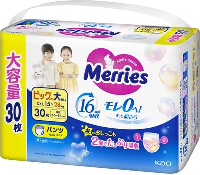 Трусики-подгузники детские Merries UJ размер XXL 15-28 кг 30 шт (4901301442970)