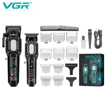 Комплект 2 в 1 машинка для стрижки волосся та тример VGR V-600 V-900 Чорний