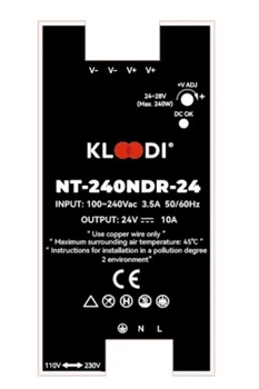 Блок живлення на дінрейку 240W 24V IP20 KLOODI KDPS-NDR 240 24V