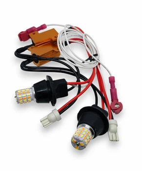 Светодиодная двухцветная лампа T15 W16W W2.1x9.5d 51SMD 3014 DUO COLOR 12V Белый Желтый комплект (10809)