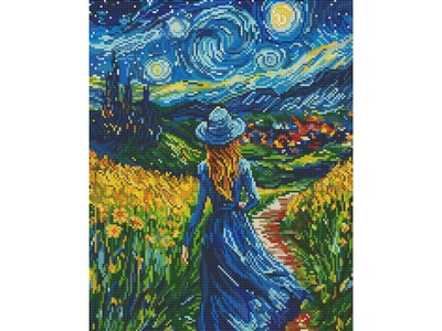Алмазная мозаика Девушка в звездную ночь, Brushme (40x50 см), DBS54016
