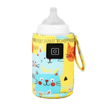 Портативний підігрівач Lesko AQW5G Cats Turquoise для дитячої пляшечки USB 3 режиму