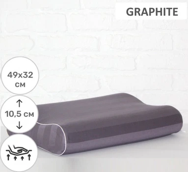 Подушка ортопедическая MirSon №6089 Noble stripe Graphite Memory 49х32х10.5 см (2200003262438)