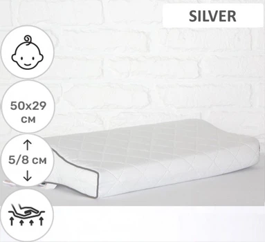 Подушка ортопедическая MirSon №6125 Steep Line Silver KIDDY Memory 50х29х8 см (2200003262797)