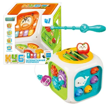 Интерактивный развивающий куб WToys 30671 "Умник": обучающий центр с украинской озвучкой, песнями, сказками и сортером, музыкальный куб с подсветкой, магнитной рыбалкой и играми на логику