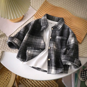 Дитяча сорочка "Plaidkin" Сірий 92–98 см