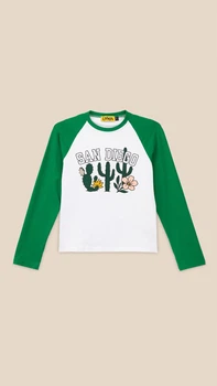 Лонгслів з принтом для дівчинки LAWA P-GB02335 146 см Біло-зелений shop (2000999301063)