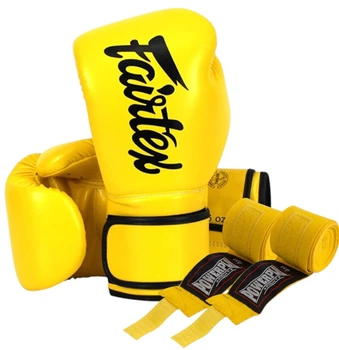 Боксерські рукавиці Fairtex BGV14 Yellow 14 унцій (бинти в комплекті)