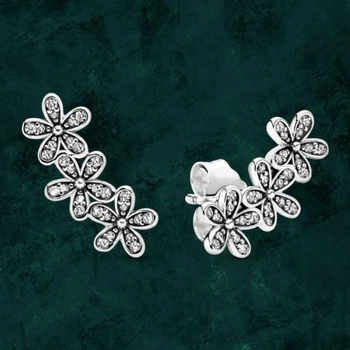 Серебряные сережки "Ромашки" Pandora Пандора 290744cz