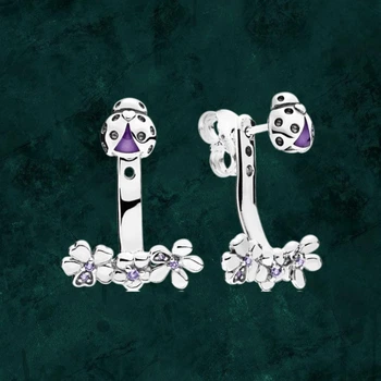 Серебряные сережки "Божья коровка" Pandora (Пандора) 297123nlc