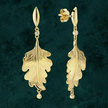Серебряные сережки "Осенние листья" Pandora (Пандора) 268259cz с покрытием 14к золотом