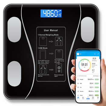 Умные напольные весы до 180 кг с Bluetooth A-8003 Черные (см11486)