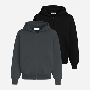 Набор толстовок на молнии мужских Ray Premium Loose U0409M-Dark Grey-Black M 2 шт Темно-серый/Черный (RAY2000000046624)