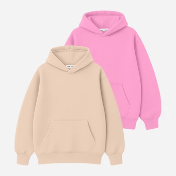 Набір худі утеплених оверсайз чоловічих Ray Oversize U0404M-Cream-Pink 2XL/3XL 2 шт Бежевий/Рожевий (RAY2000000045498)