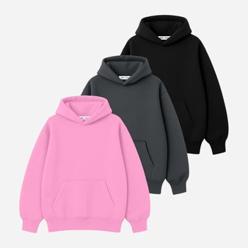 Набір худі теплих оверсайз жіночих Ray Oversize U0404W-Pink-Dark Grey-Black XXS-XS 3 шт Рожевий/Темно-сірий/Чорний (RAY2000000045740)
