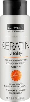 Крем-кондиціонер з кератином для тонкого й слабкого волосся - Lorvenn Keratin Vitality Conditioner 300ml (984842-67740)