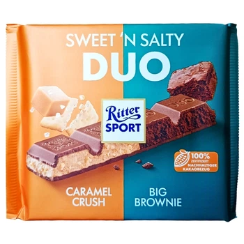 Шоколад Ritter Sport Fruity Duo соленая карамель и брауни 218 г