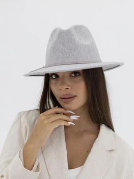 Шляпа шерстяная Федора D.Hats светло серого цвета