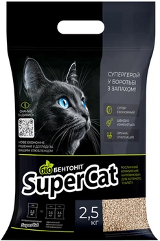 Рослинний наповнювач SuperCat Біобентоніт грудкуючий 2.5 кг (3533collar)