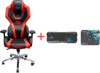 Fotel gamingowy E-Blue Auroza X1 Red (EEC301P)+ Zestaw gamingowy E-blue Polygon w prezencie!