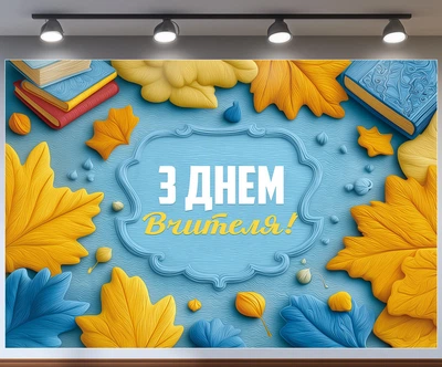 Банер «День вчителя» для фотозони – яскраве оформлення шкільного свята, 240×160 см, №41370