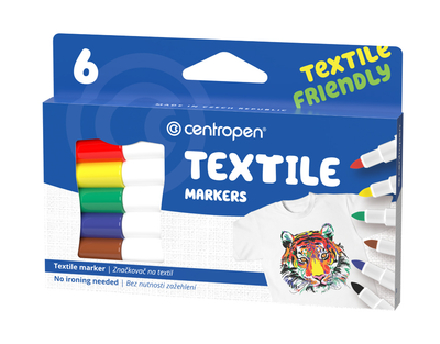 Фломастери CENTROPEN Textile 6кол. 2739 2мм для тканини /2739.6/