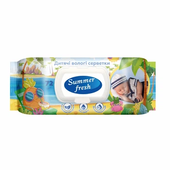 Серветки вологі Summer Fresh Ромашка без спирту №72 клапан