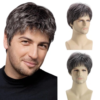 Парик мужской короткий пепельный седой, термоволокно DC WIG-M33A