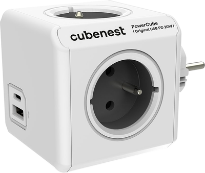 Розгалужувач мережі Cubenest PowerCube Original USB A+C PD 20W Gray (PC220GY)