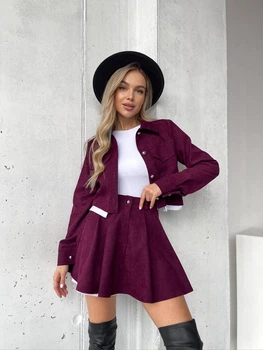 Женский костюм (жакет + юбка-шорты) Fashion 9ANN_1647Bordo S Бордовый (2000000955292)