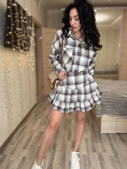 Жінкам Костюм (сорочка, спідниця), колір Білий Fashion 9KR_877White L Білий (2000000946689)