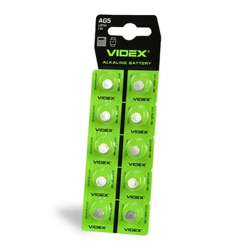 Батарейка лужна Videx AG 5 (LR754) BLISTER CARD 10 pcs