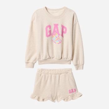 Детский комплект (свитшот + шорты) для девочки Gap 289839163 82 см Молочный (1159843918)
