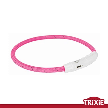 Ошейник для собак Trixie 12706 Flash Light Ring USB с подсветкой силиконовый розовый размер XS-S 35 см/7 мм (TX-12706) 4053032127067