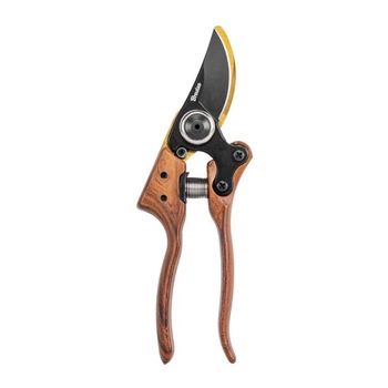 Секатор садовий, обвідне лезо зі сталі SK5, V-SERIES, TITANIUM & WOOD, KT-V1039 (KT-V1039-02)