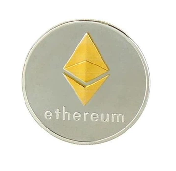 Сувенирная монета Эфир ETH (Ethereum) в пластиковой прозрачной коробке/чехле (530284940) Серебро + Золото