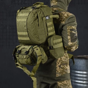 Рюкзак Silver Knight 55 л з 3 підсумками Cordura 1000D олива розмір 50х32,5х34 см